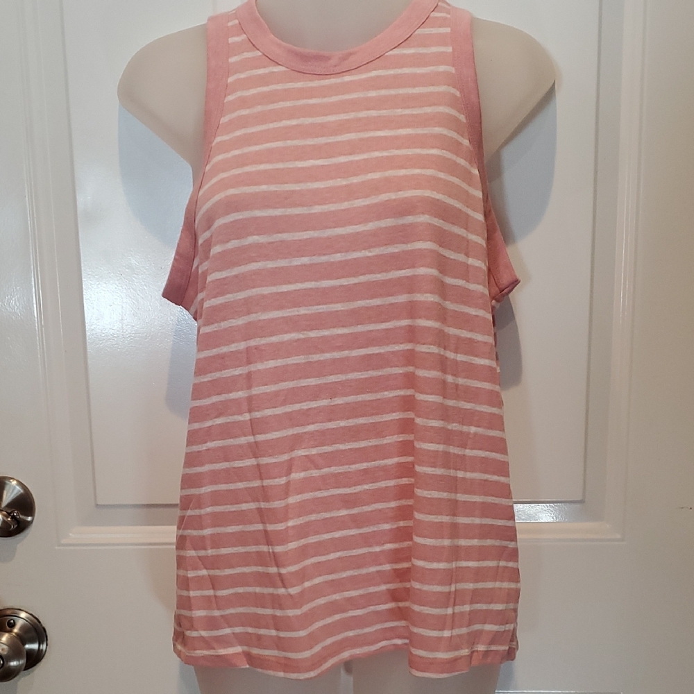 a new day Blush and White Striped Tank Top